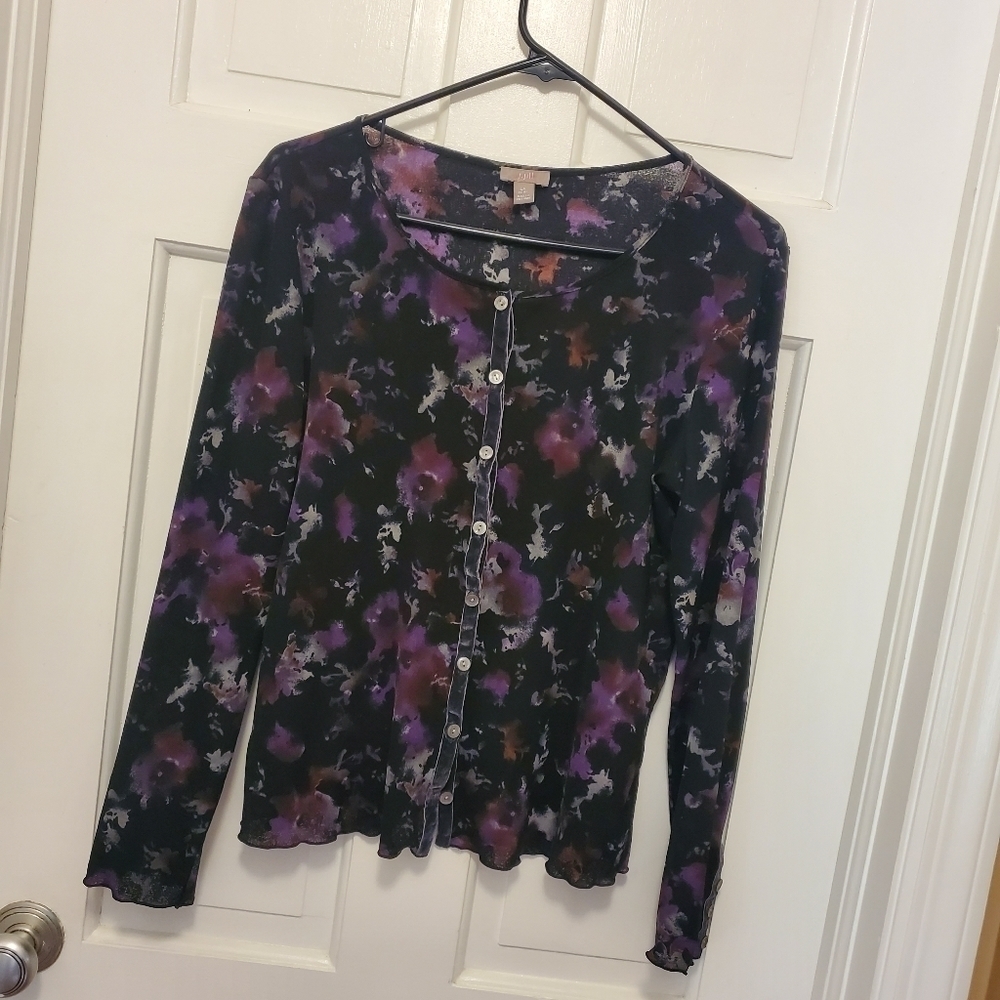 J.Jill Floral Lightweight Cardigan size LP - Picture 8 of 9